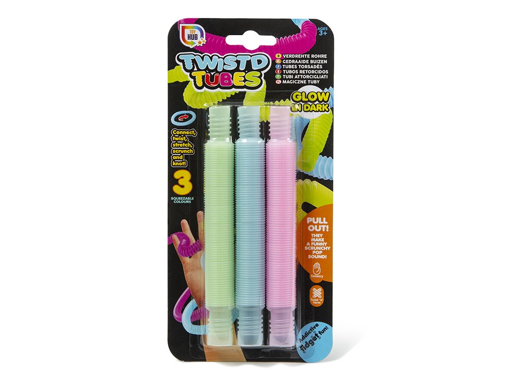 GLOW IN THE DARK TWISTED TUBES CTN QTY 12 pcs - PlayTime Wholesale Ltd