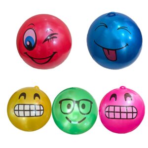 30cm Smiley Inflatable Face Ball with Spring - 5 Assorted
