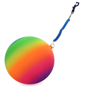 30cm Inflatable Rainbow Ball With Spring